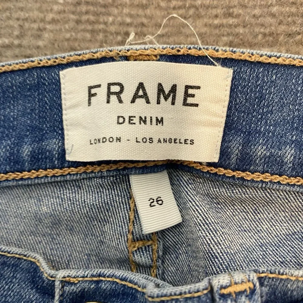 FRAME Jeans Womens 26 Blue‎ Denim Le Skinny de Jeanne Crop Distressed Stretch